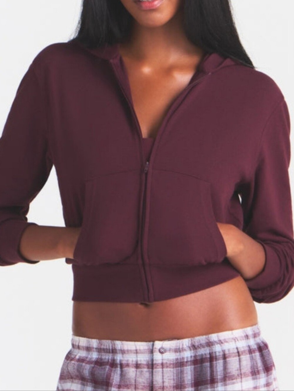 SKIMS - COTTON JERSEY ZIP UP HOODIE (CURRANT)
